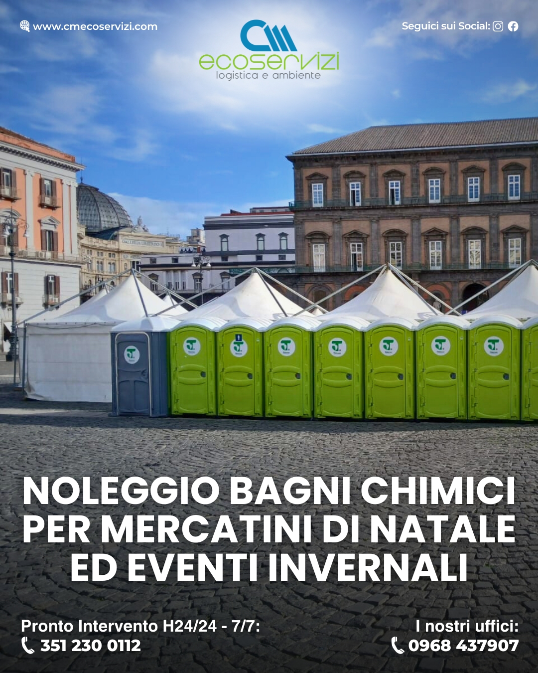 Noleggio bagni chimici per mercatini di Natale ed eventi invernali