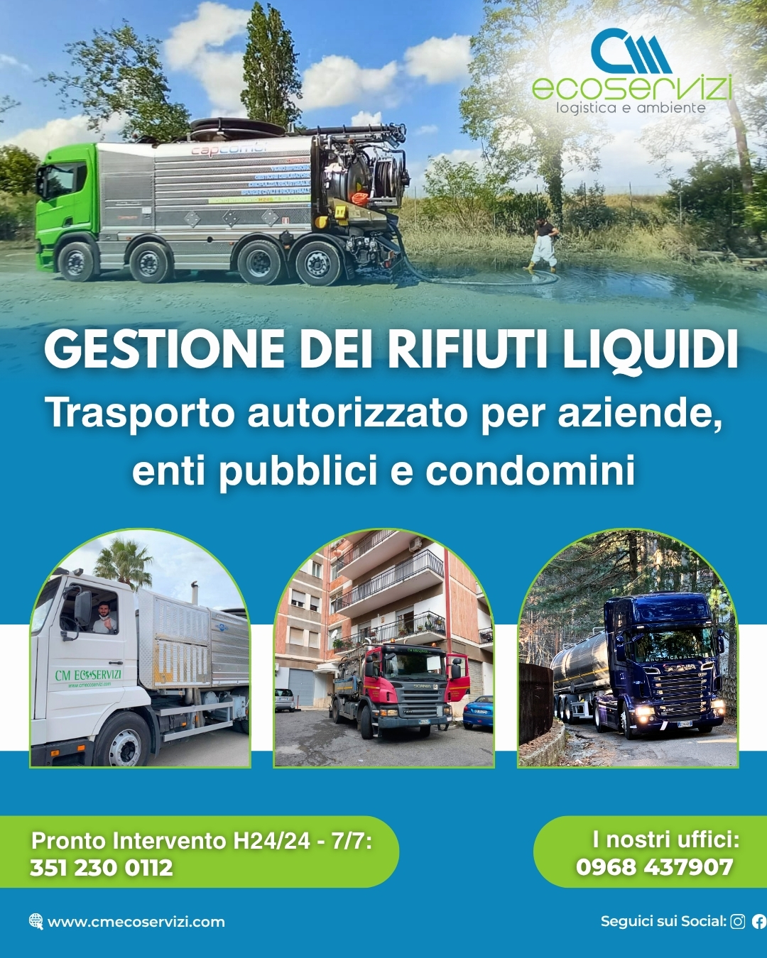 Gestione dei rifiuti liquidi e trasporto autorizzato per aziende ed enti pubblici