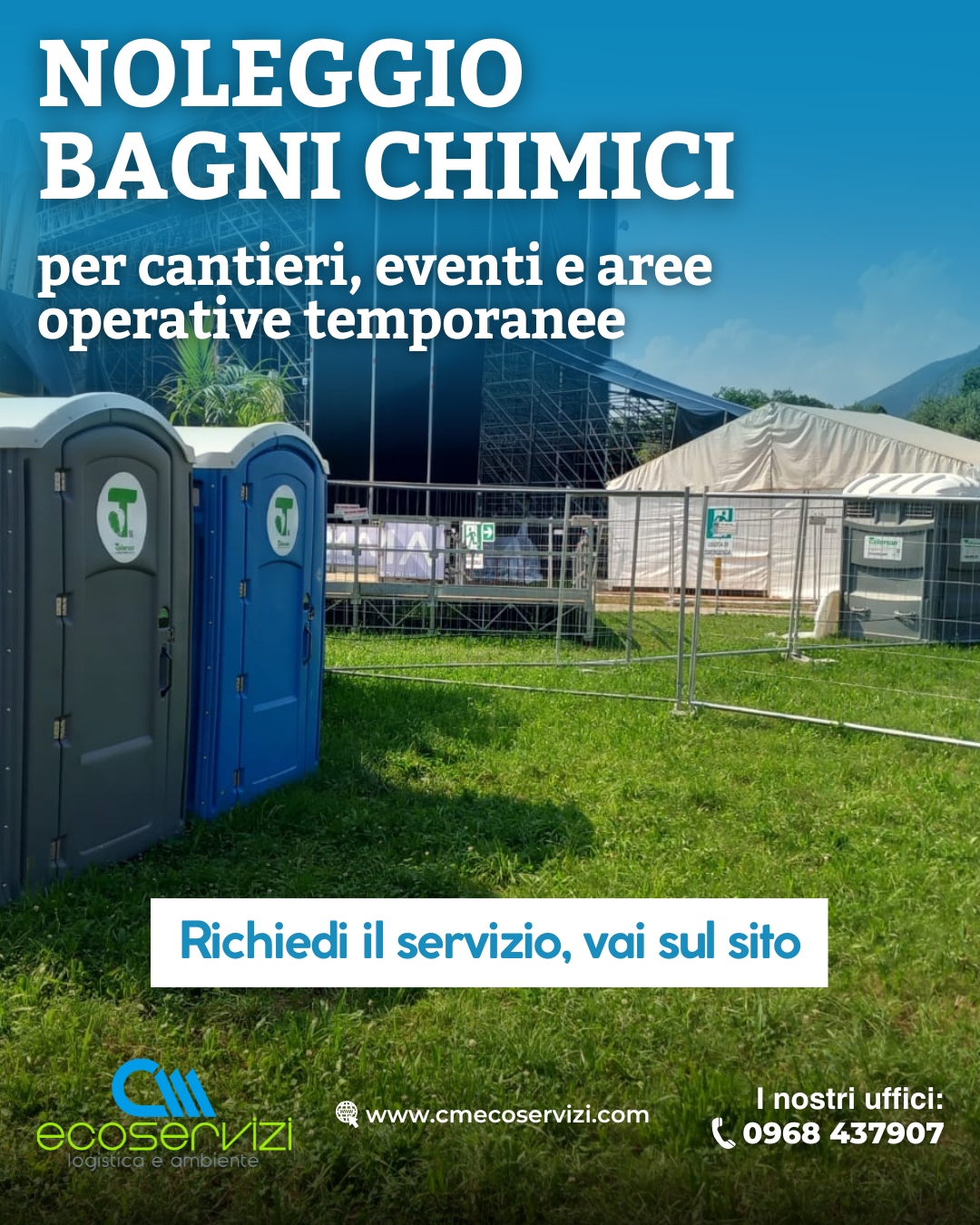 Noleggio bagni chimici per cantieri, eventi e aree operative temporanee